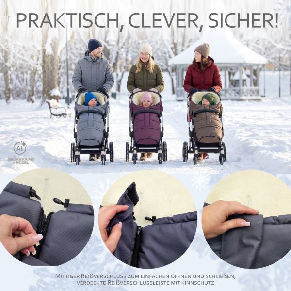 BAMBINIWELT Winterfußsack in Mumienform für Kinderwagen und Buggy, 110cm, Wolle, Design MELIERT